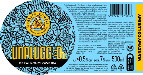 TRZECH KUMPLI UNPLUGGED IPA - Piwo Bezalkoholowe IPA